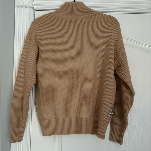 NWT Nine West Tan Sparkly Half Zip Sweater Pullover - Picture 3 of 8